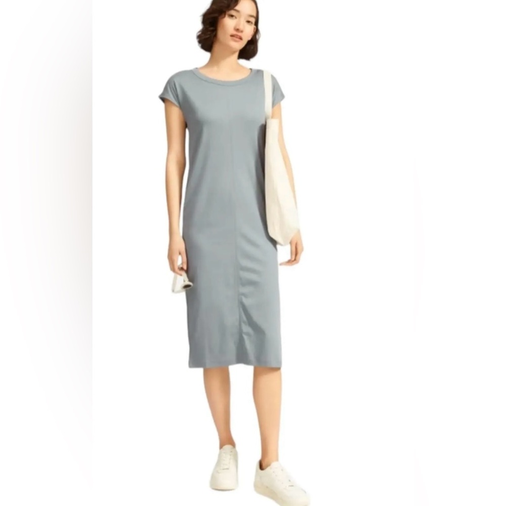 Everlane Luxe Cotton Weekend Slate Blue Midi Dress Size Medium
